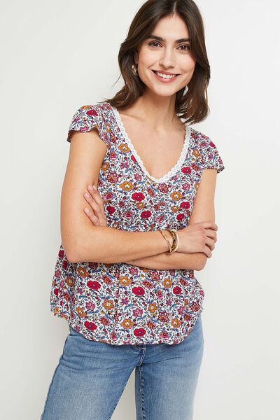 Blouse manches courtes col V