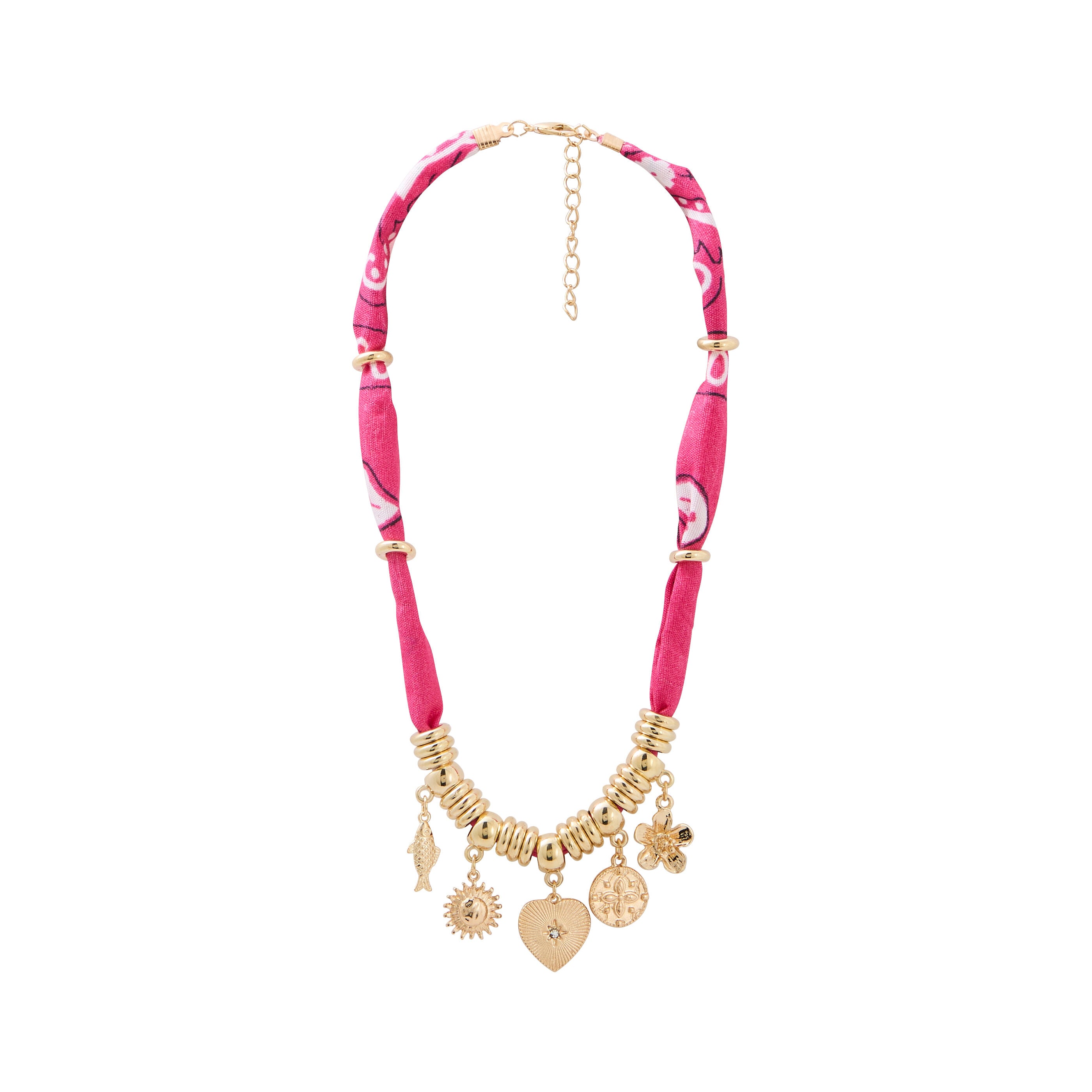 Collier en tissu avec charms femme