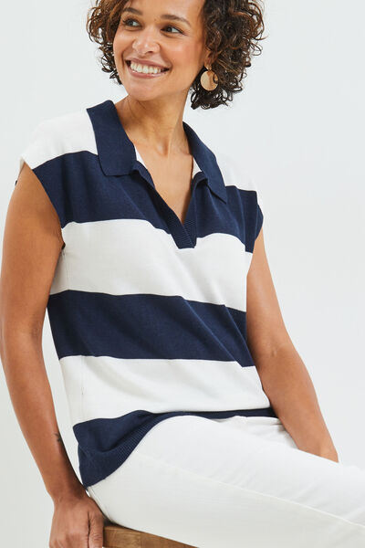 Polo rayé femme