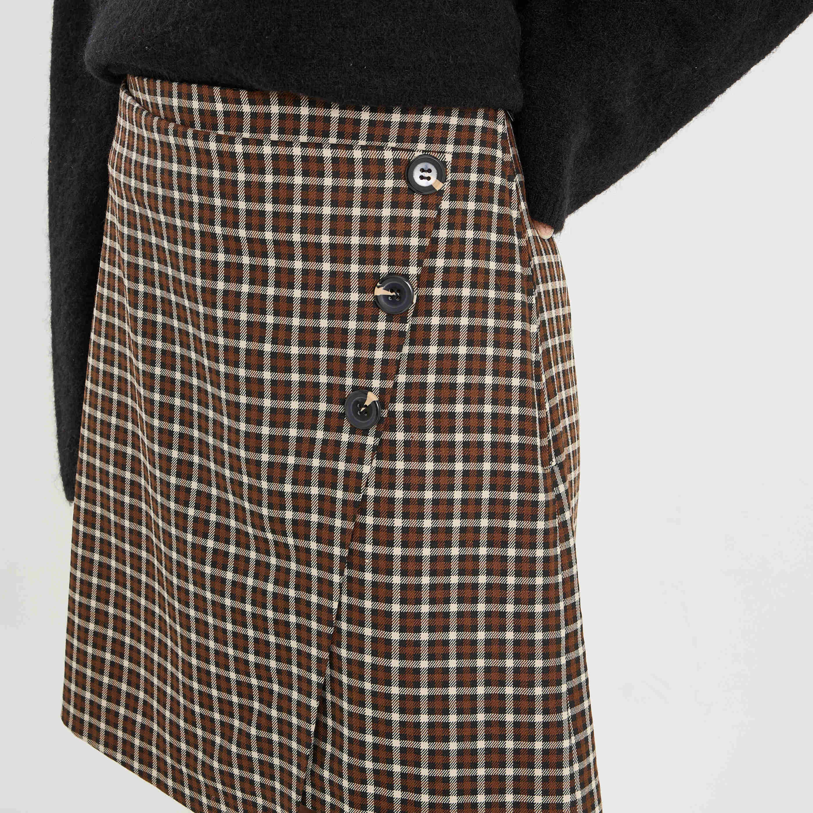 Jupe trap&egrave;ze courte &agrave; carreaux