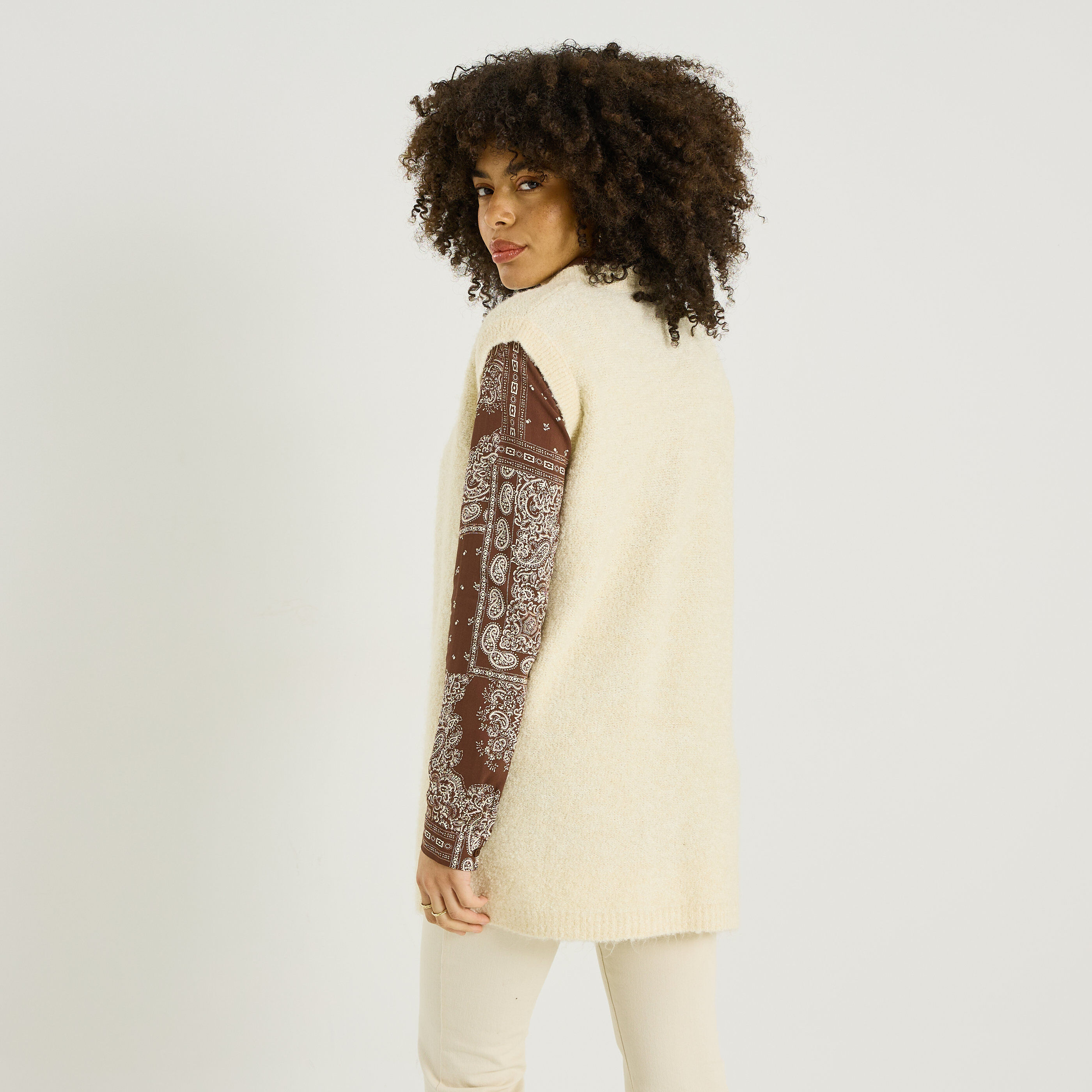 Gilet long sans manches femme