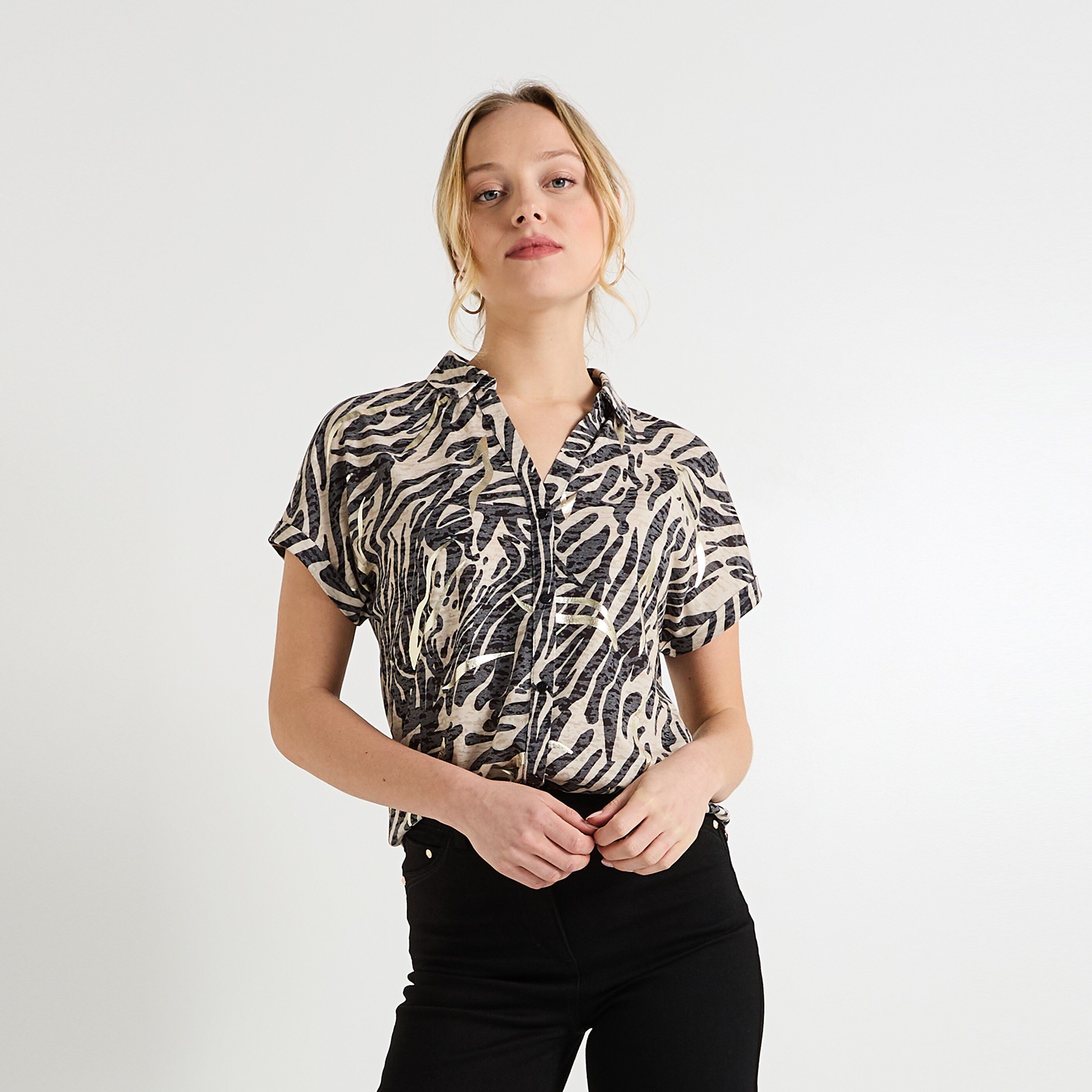 T-shirt col chemise femme