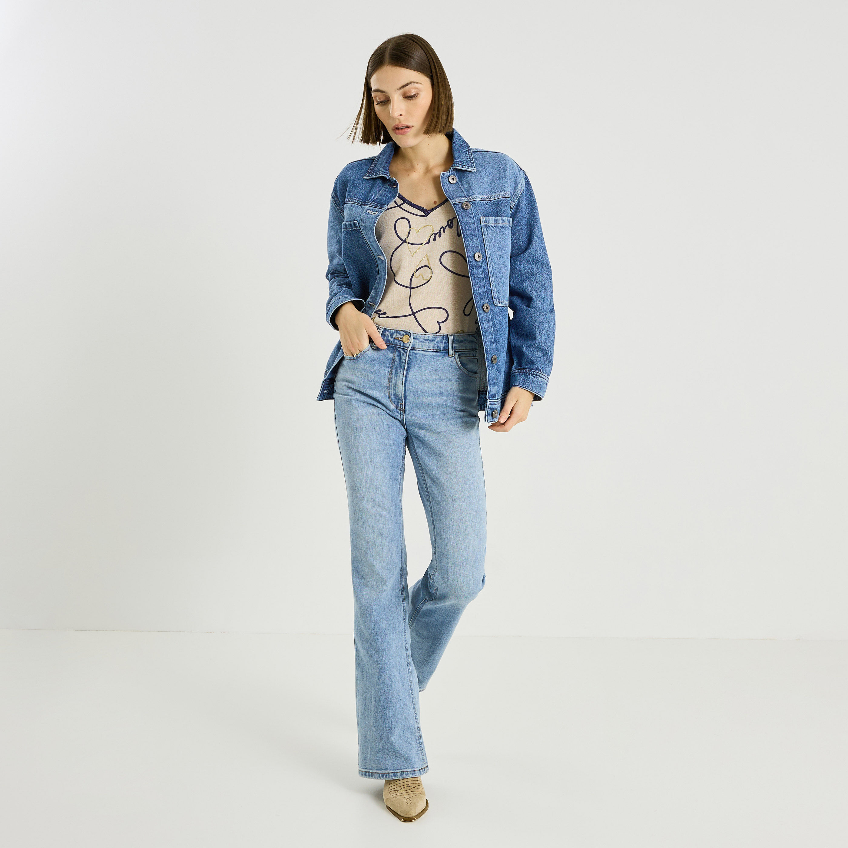 T-shirt imprim&eacute; c&oelig;ur femme