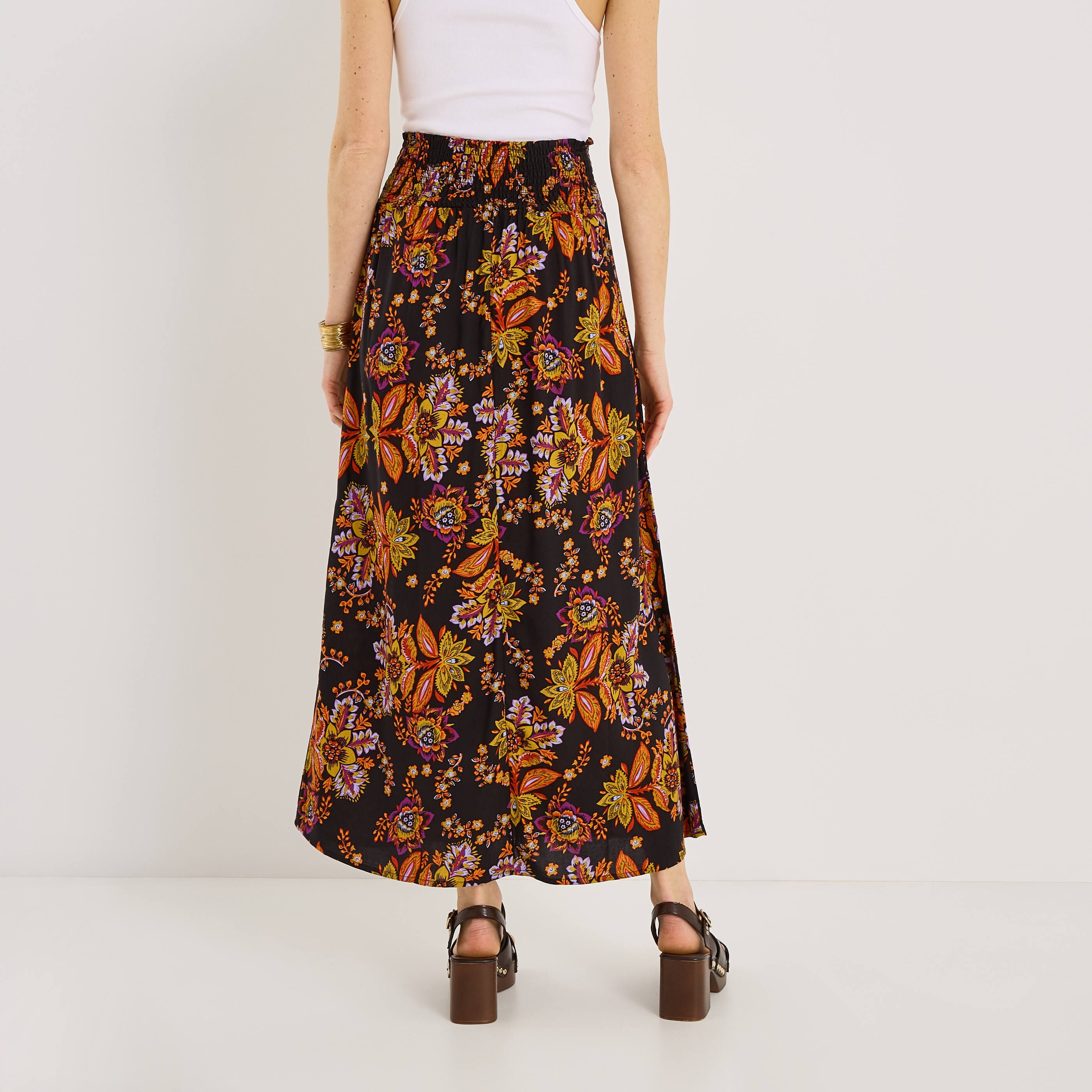 Jupe longue imprim&eacute; floral femme