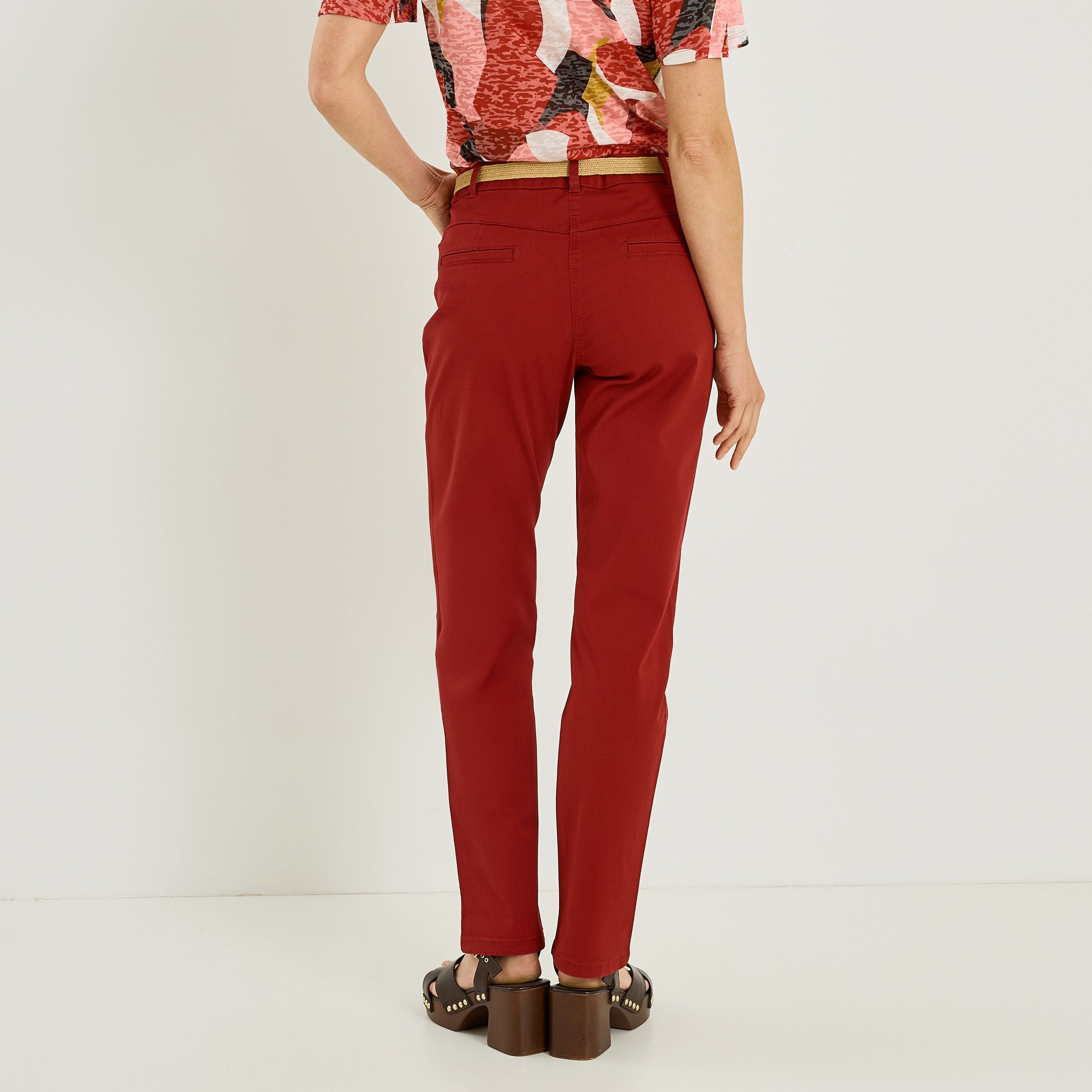 Pantalon chino avec ceinture femme