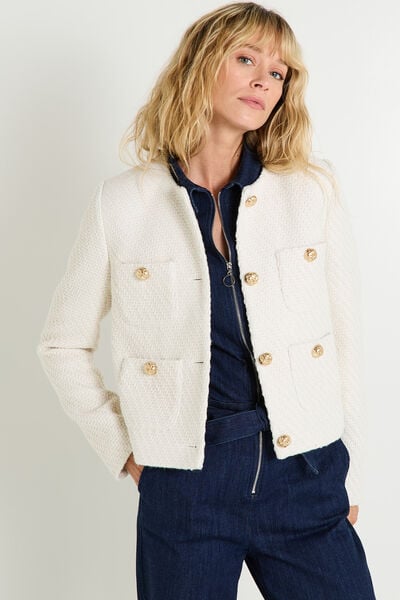 Veste courte effet tweed femme