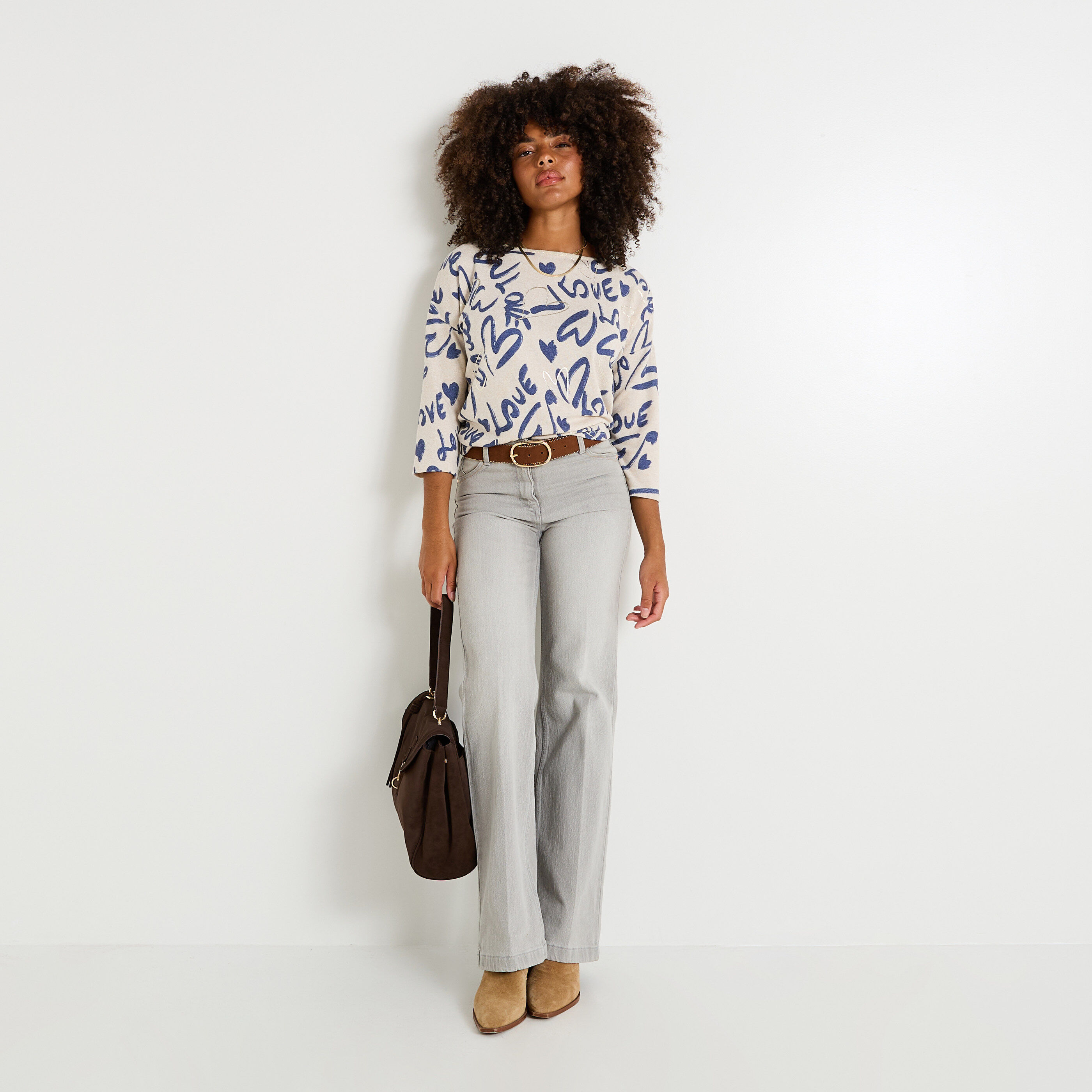 T-shirt imprim&eacute; c&oelig;urs femme