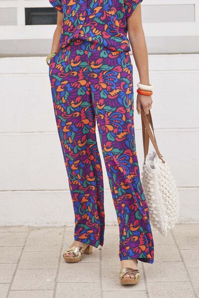 Pantalon large imprimé femme