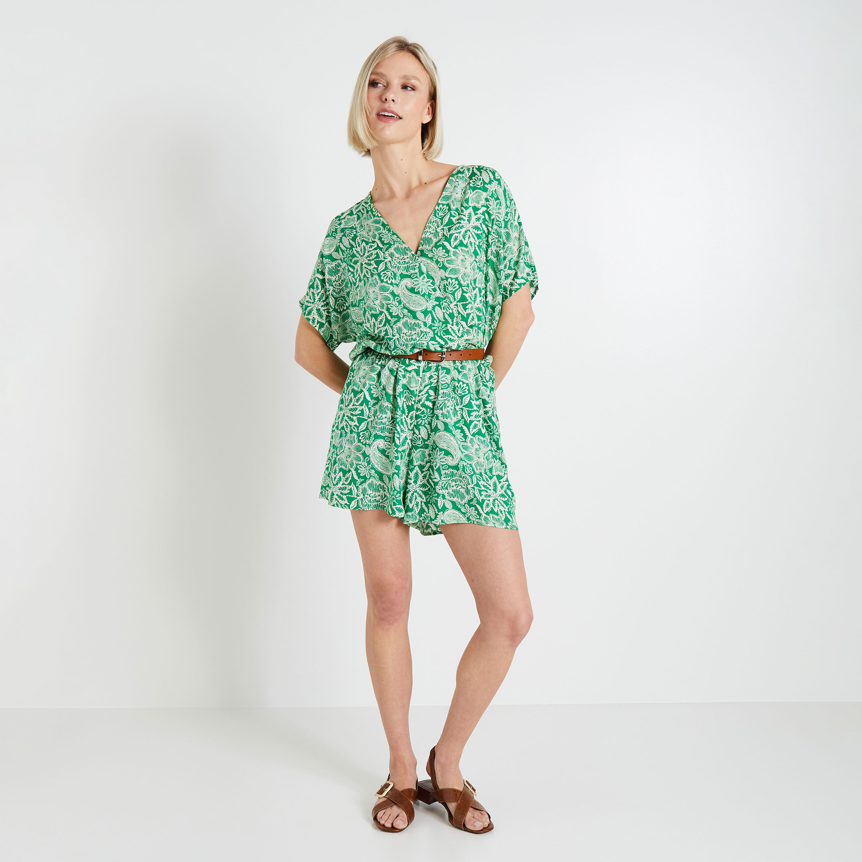 Combishort imprim&eacute;e femme