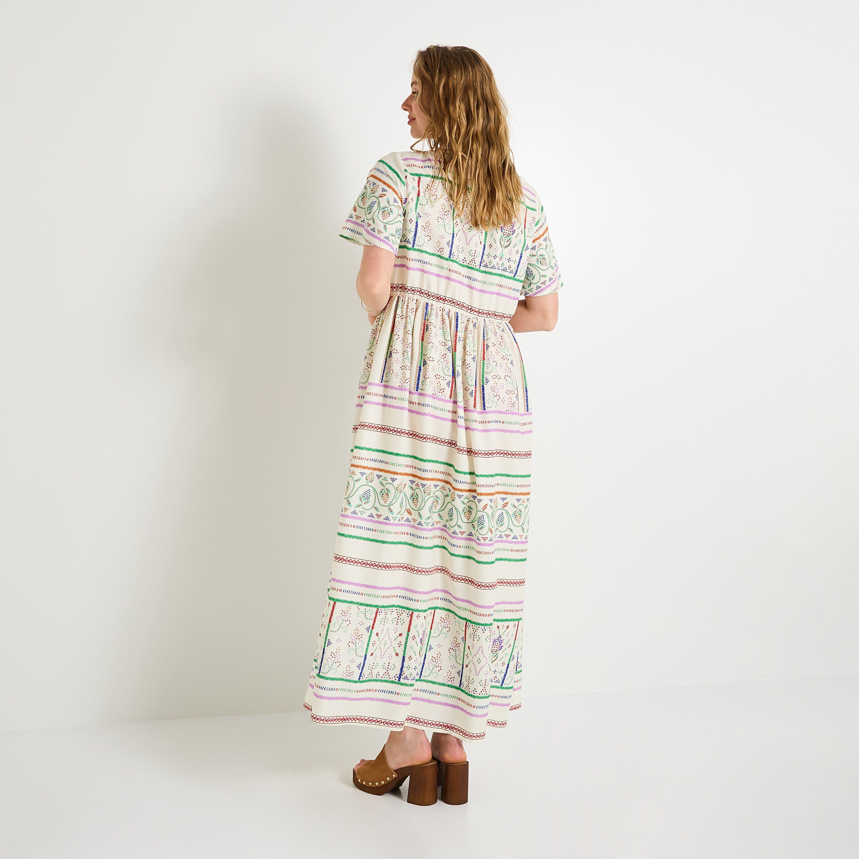 Robe longue boh&egrave;me imprim&eacute;e