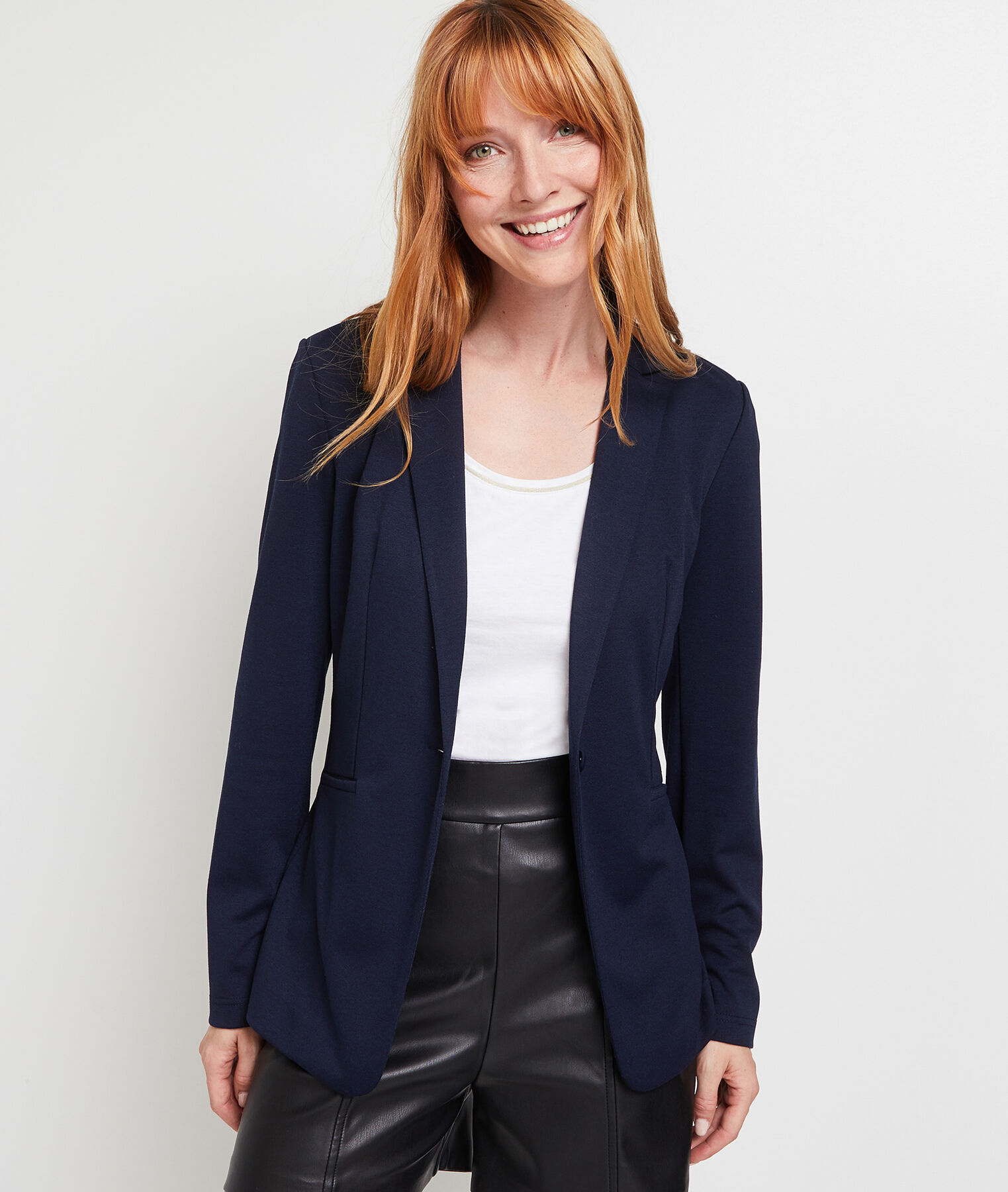 Veste en maille col tailleur femme