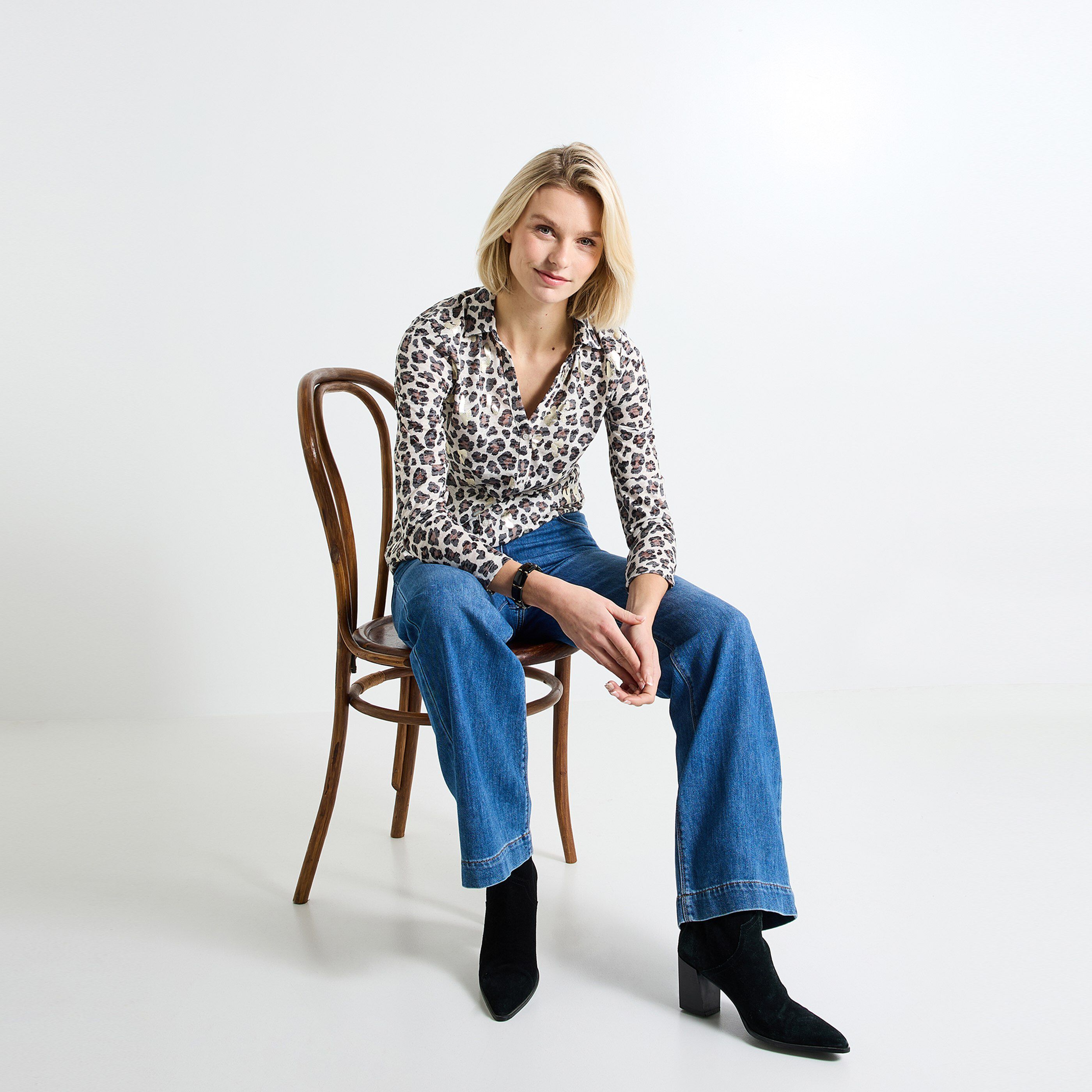 Chemise imprim&eacute; l&eacute;opard femme