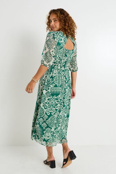 Robe longue imprimée col V 
