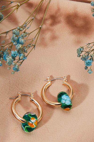 BO CREOLE PENDANT PERLE VERRE FLEUR