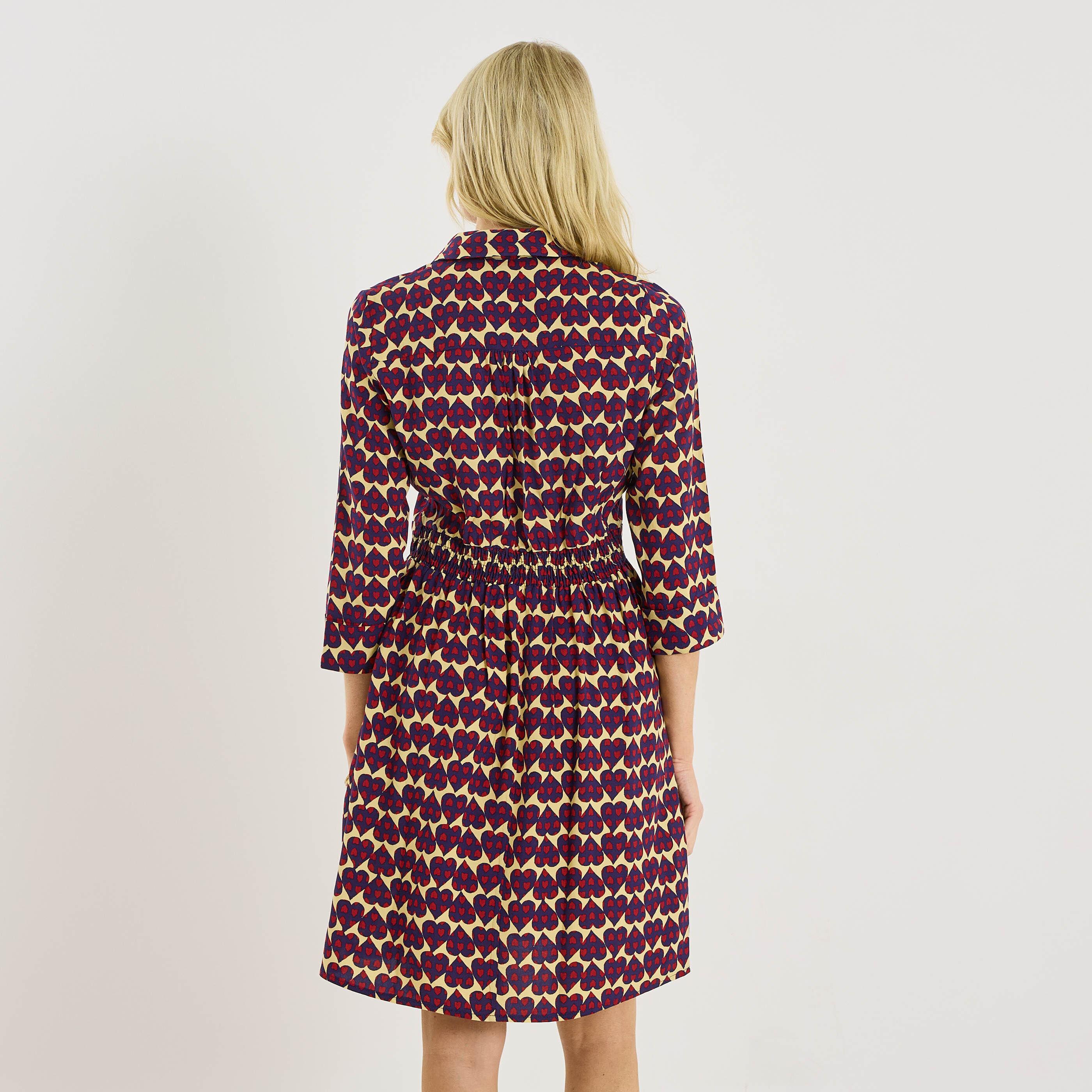 Robe longueur genou imprim&eacute; c&oelig;ur 