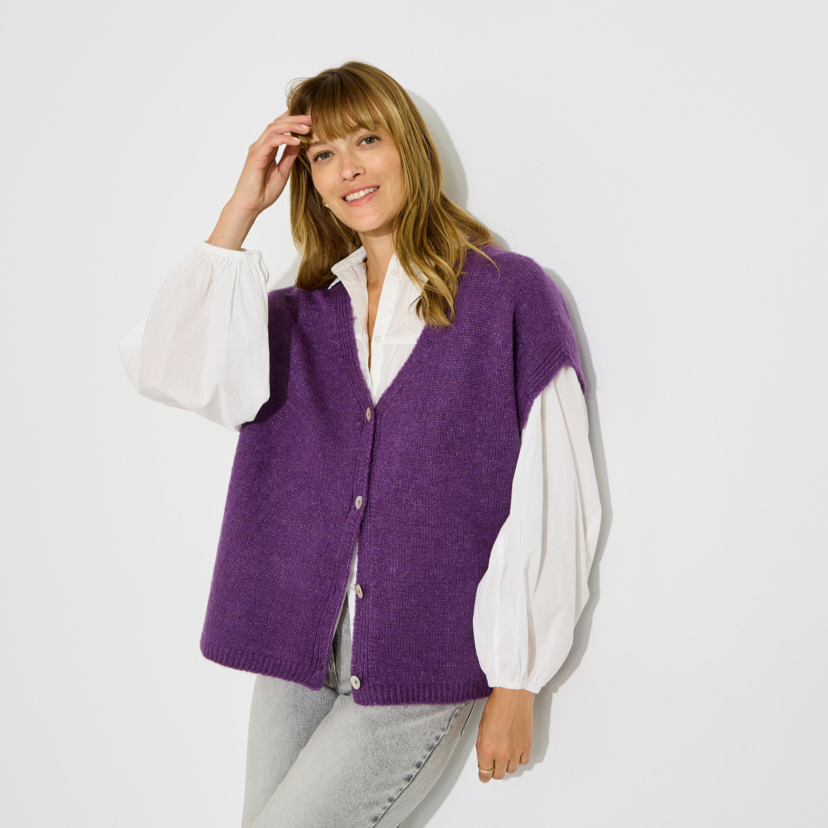Gilet col V femme