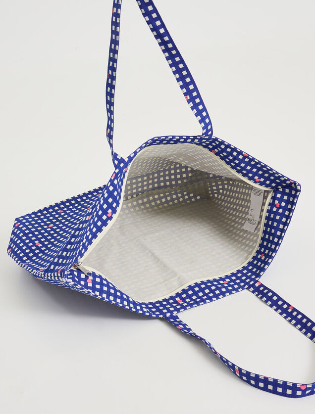 Tote bag motif vichy avec message femme