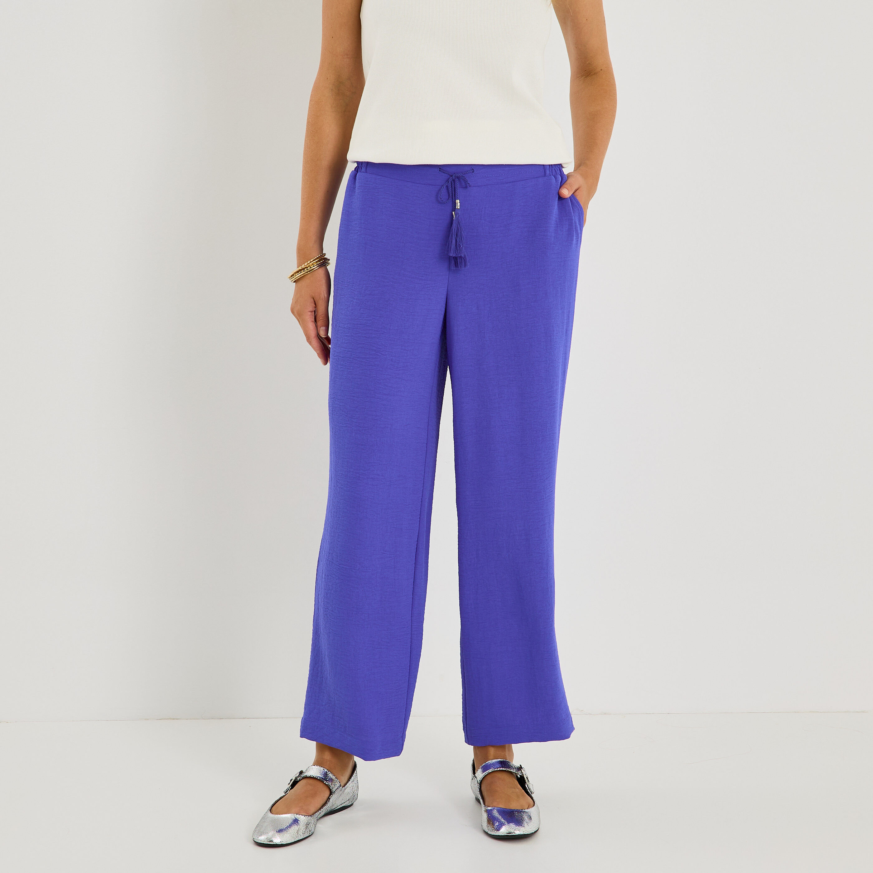 Pantalon fluide taille &eacute;lastiqu&eacute;e femme