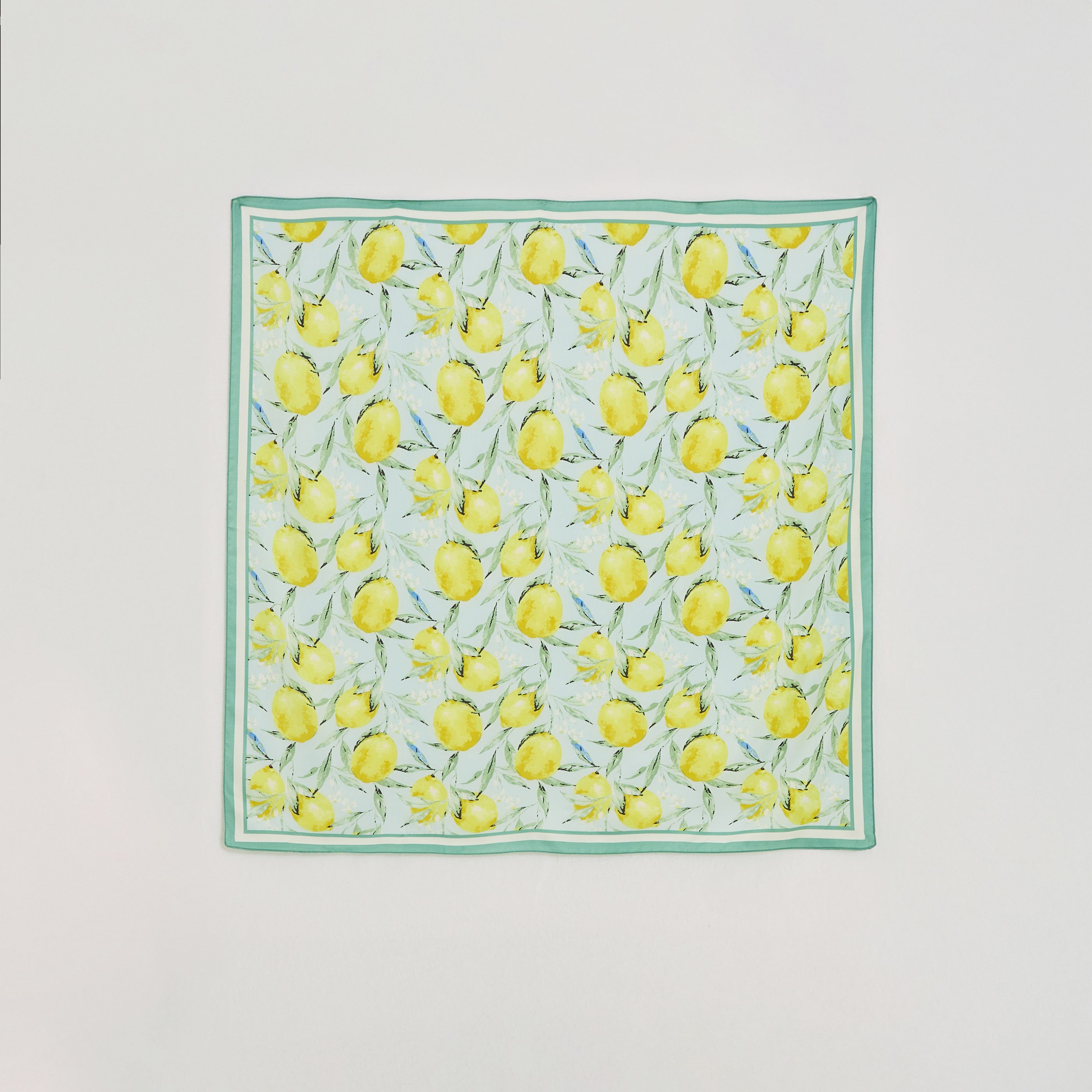 Foulard carr&eacute; motif citron femme