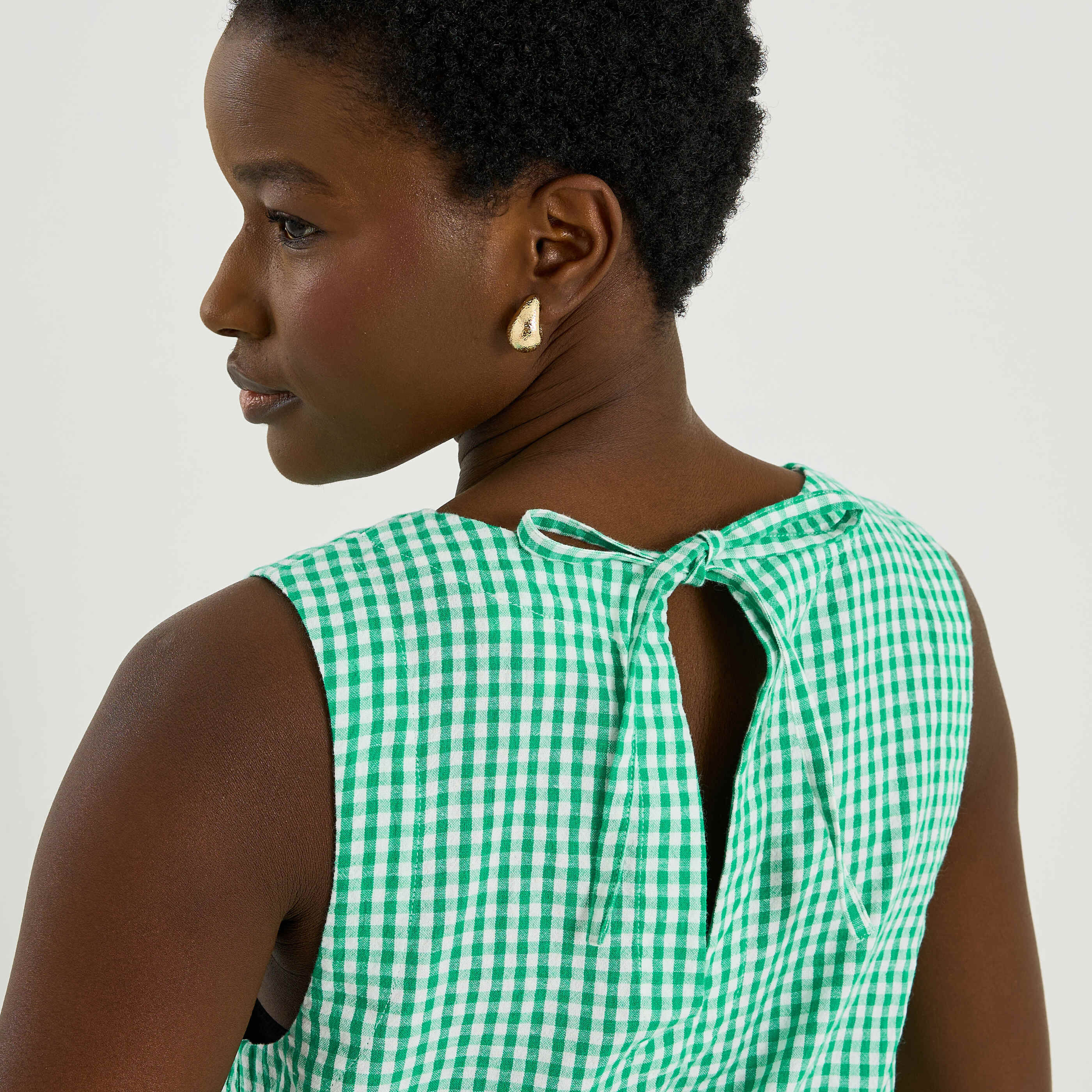 Top vichy sans manches femme