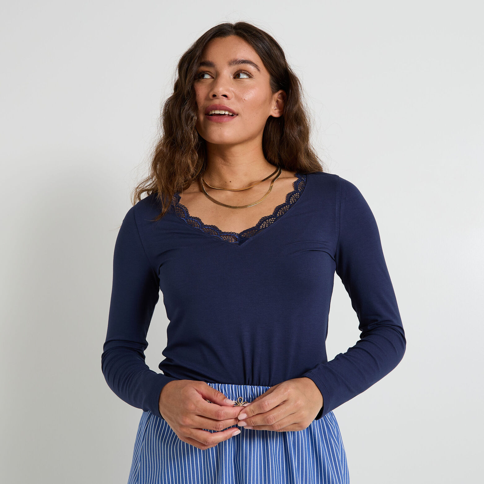 T-shirt col V femme