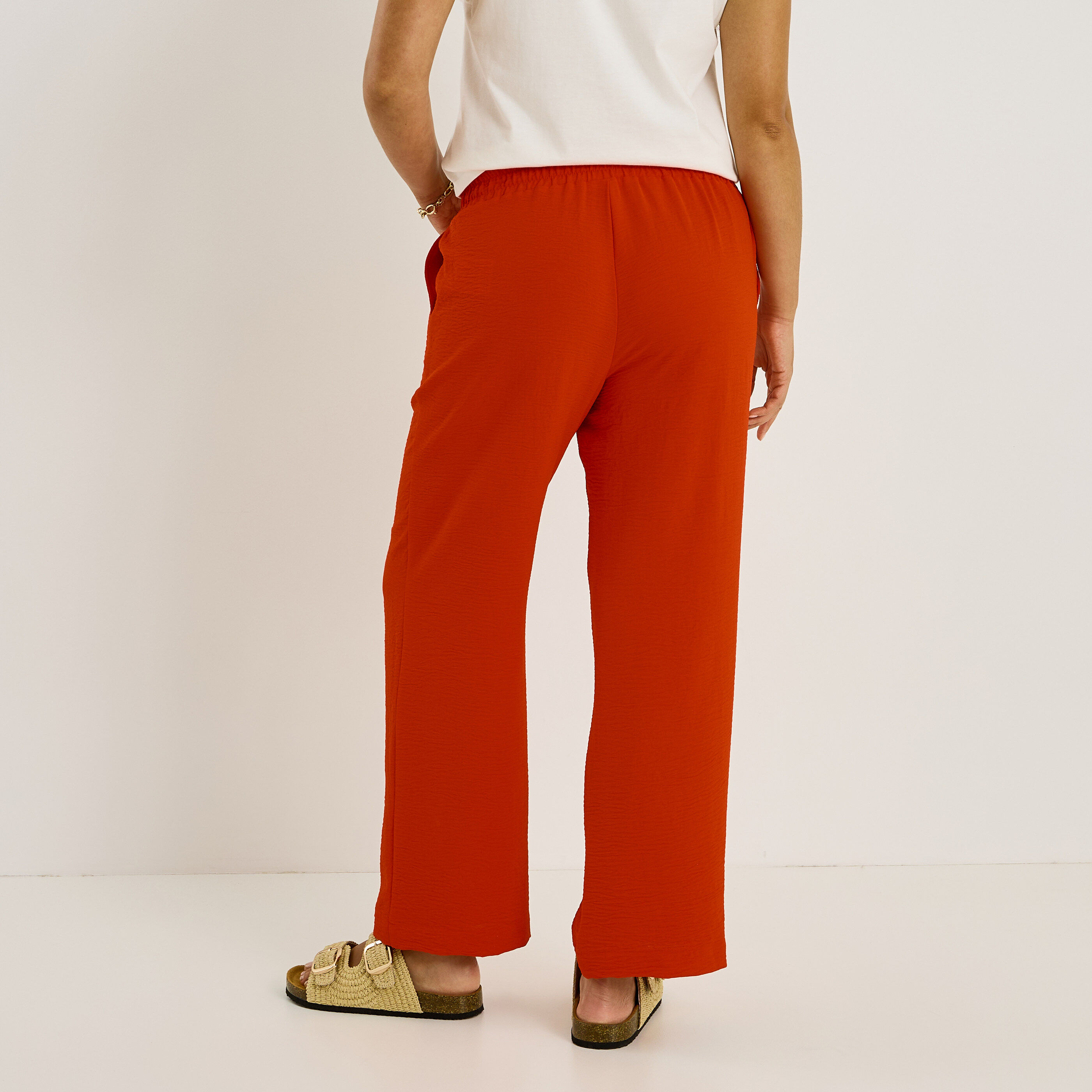 Pantalon fluide taille &eacute;lastiqu&eacute;e femme