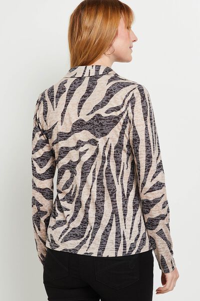 T-shirt boutonné zèbre femme