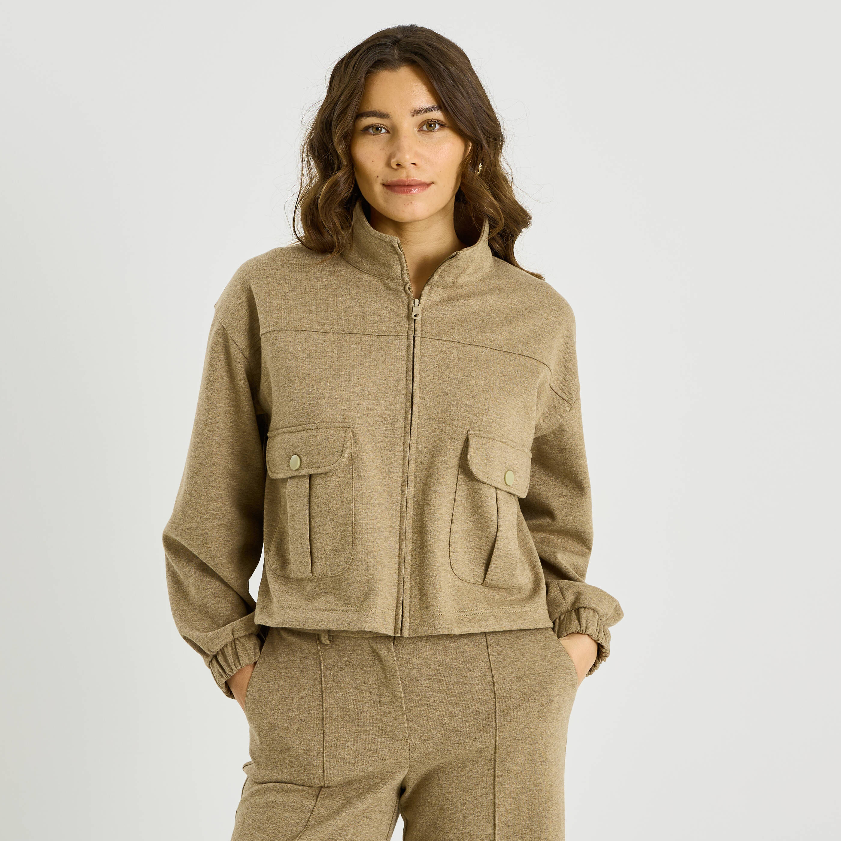 Blouson fluide col montant femme