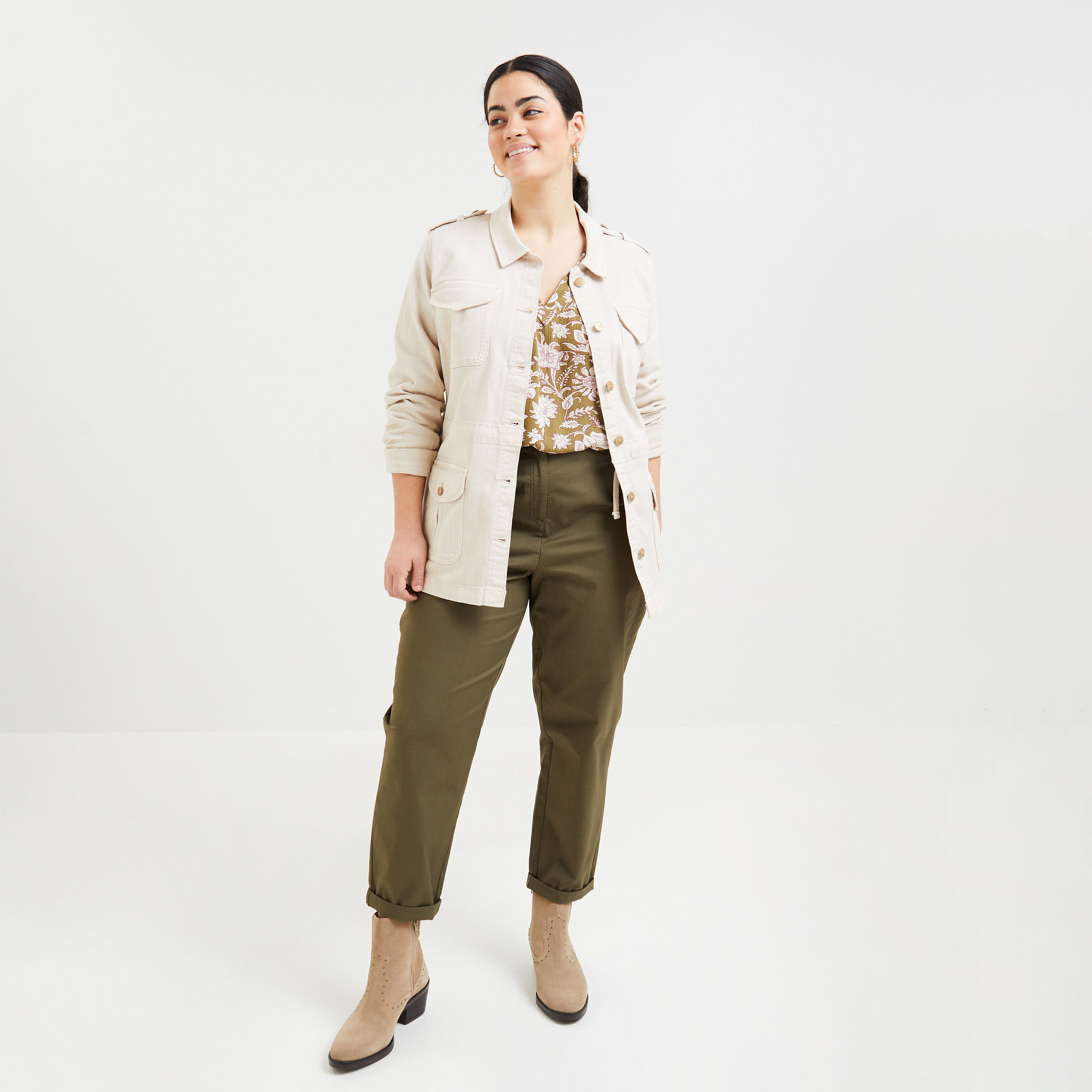 Veste saharienne denim femme