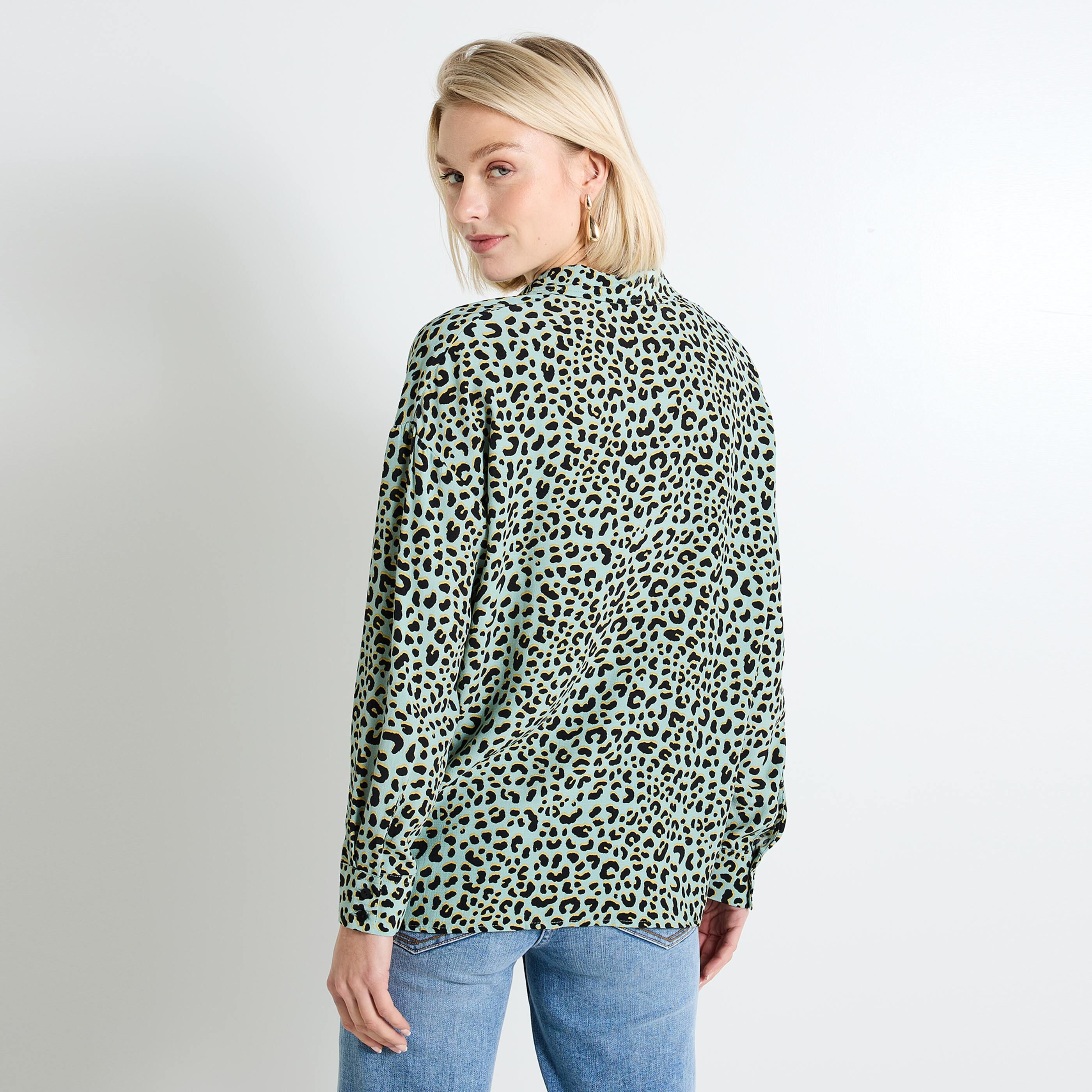 Chemise imprim&eacute; l&eacute;opard femme