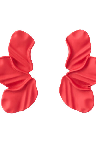 Boucles d'oreilles demi-fleur rouge