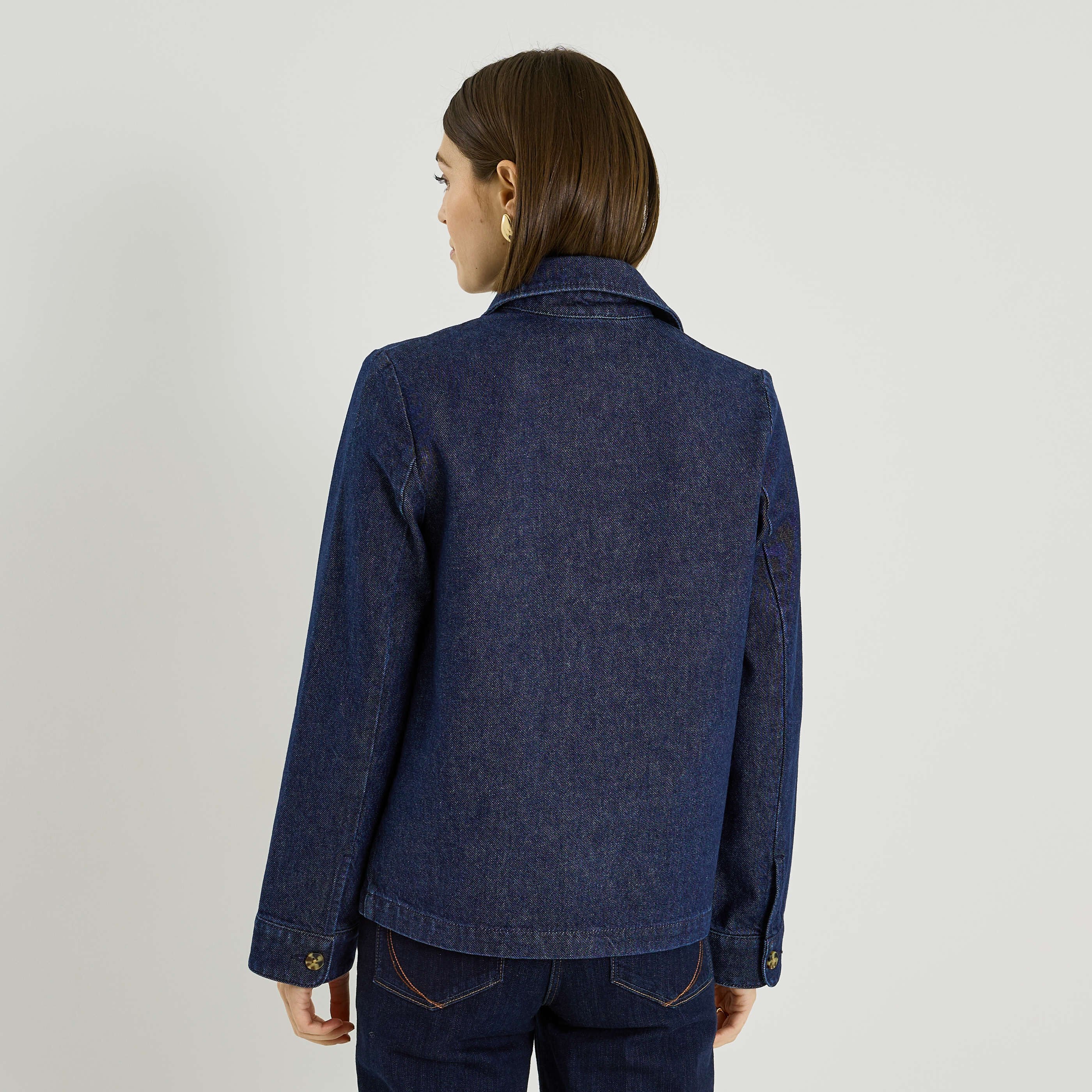 Veste col chemise en denim femme