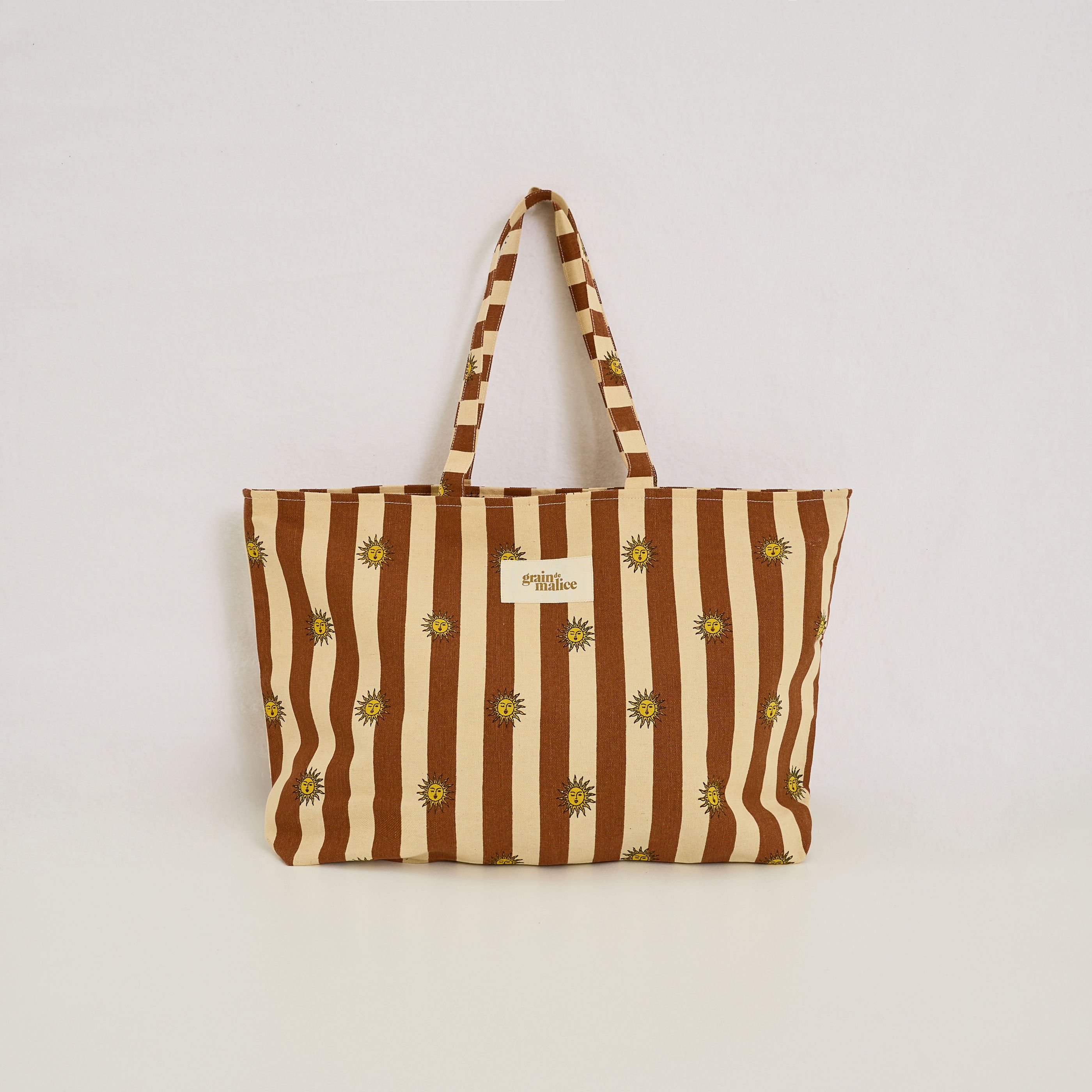 Tote bag ray&eacute; motif soleil femme