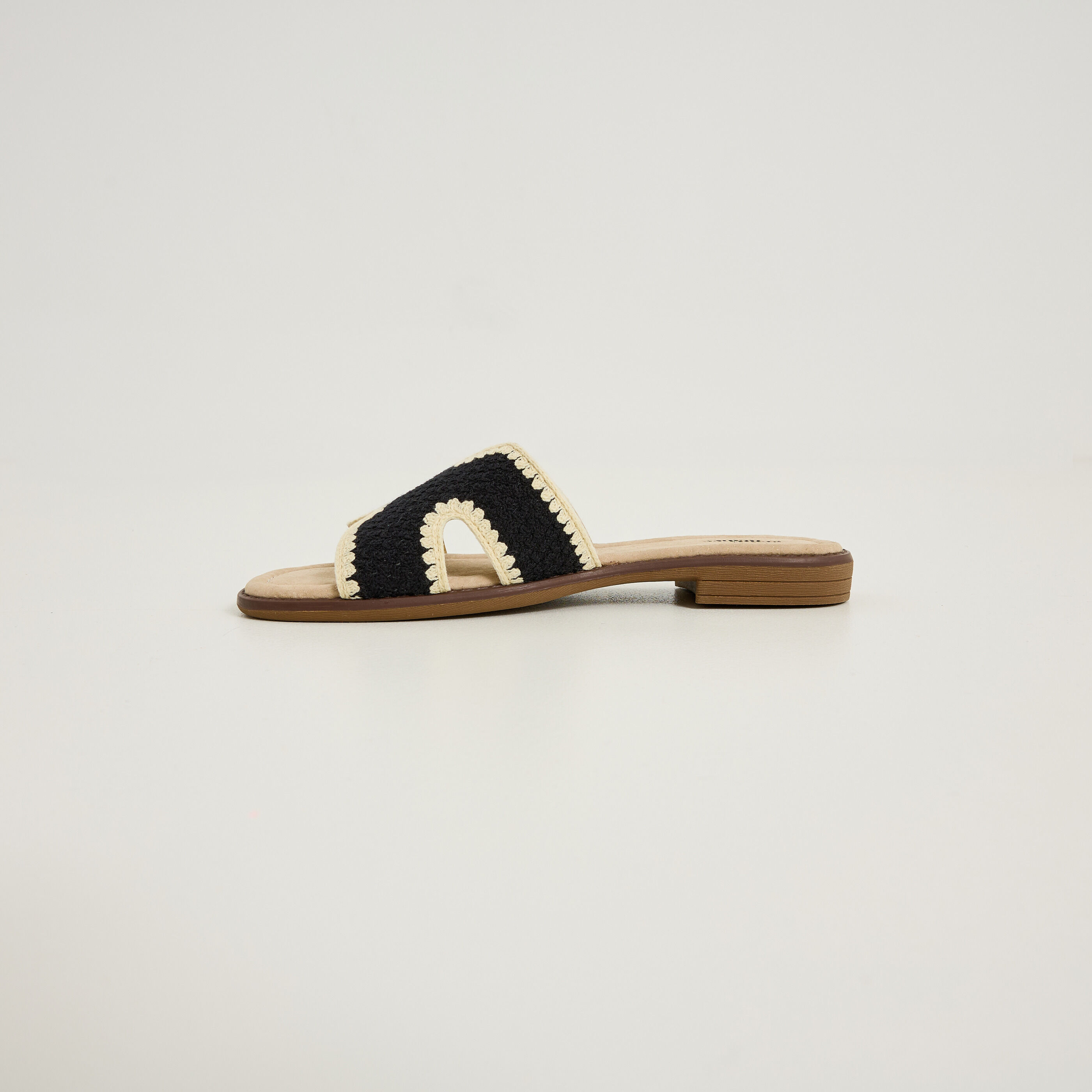 Mules plates en crochet bicolore femme