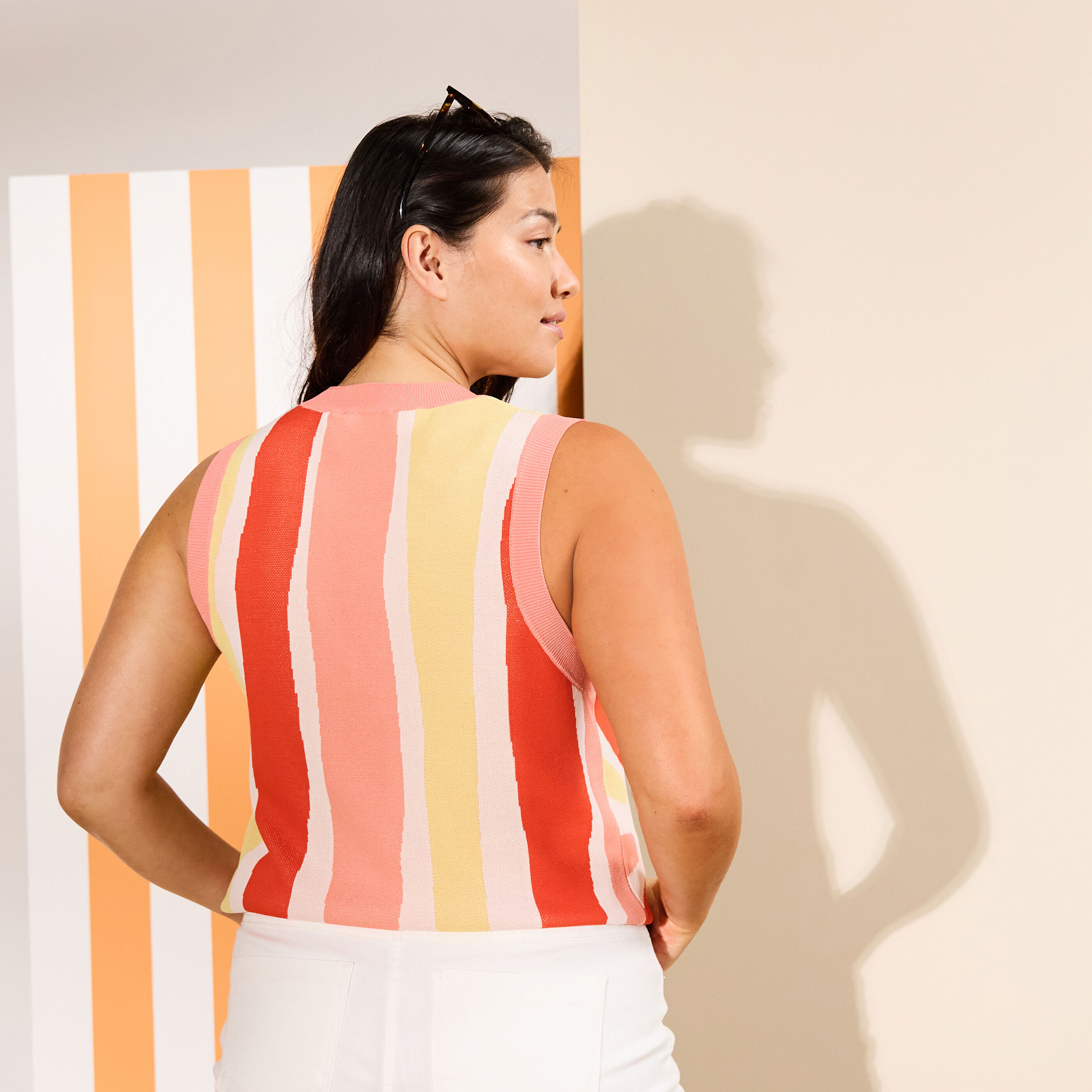 Pull sans manches imprim&eacute; femme