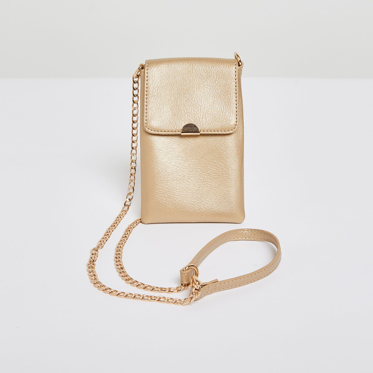 Pochette de téléphone dorée femme