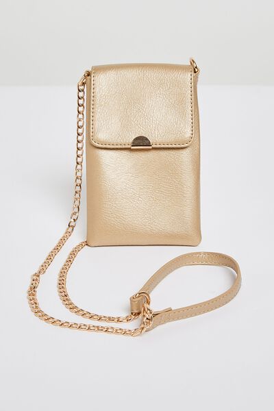 Pochette de téléphone dorée femme