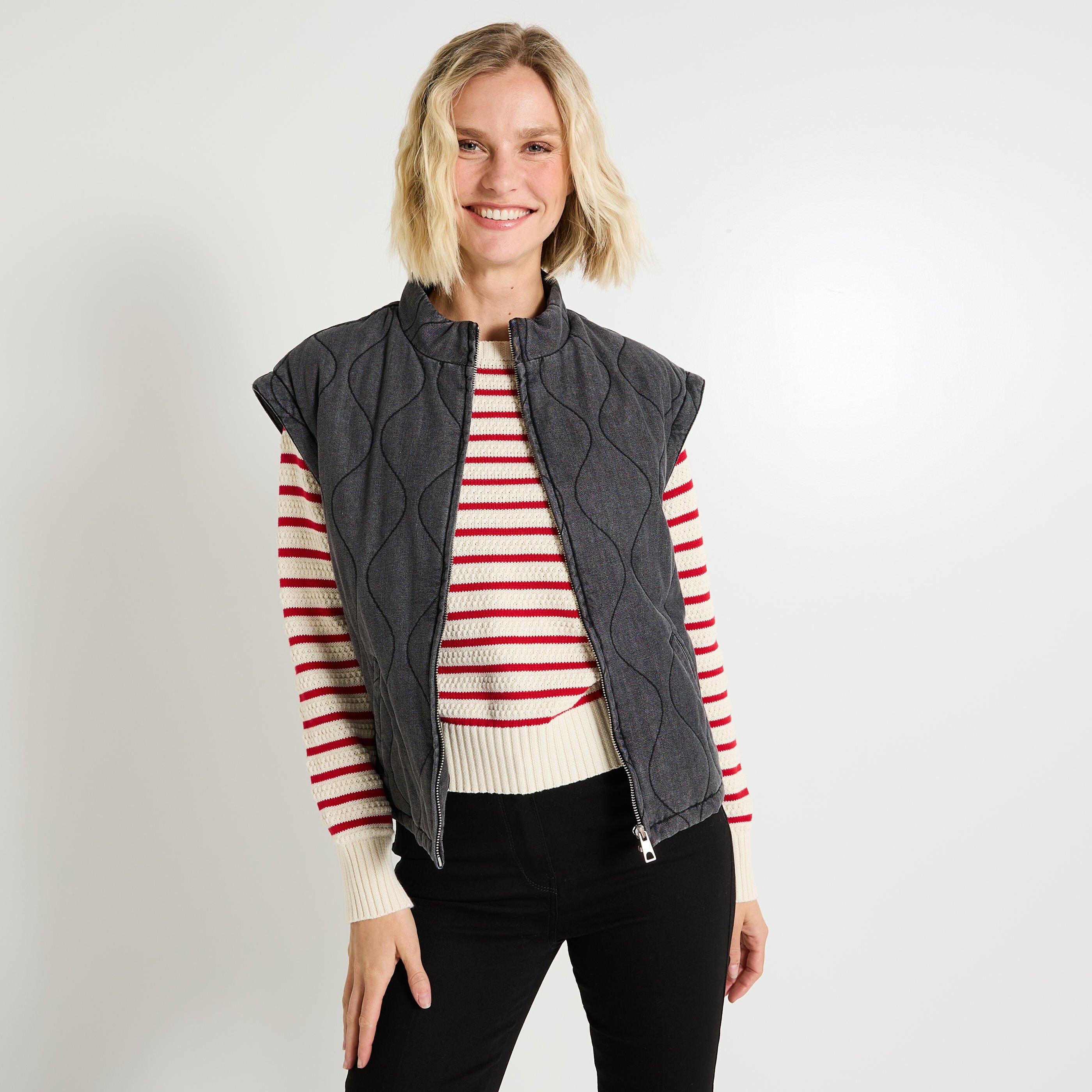 Veste matelass&eacute;e manches amovibles femme