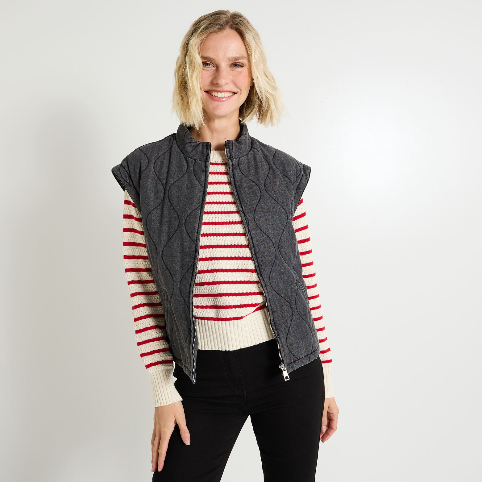 Veste matelassée manches amovibles femme