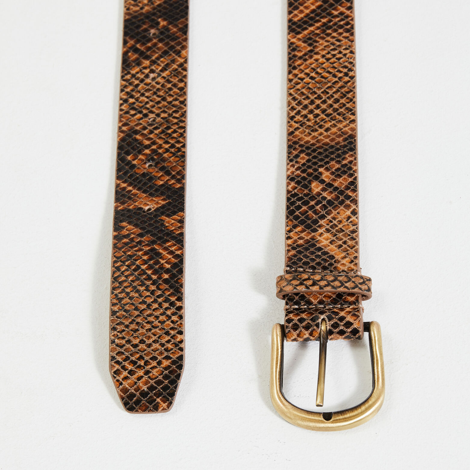 Ceinture cuir imprimé python femme
