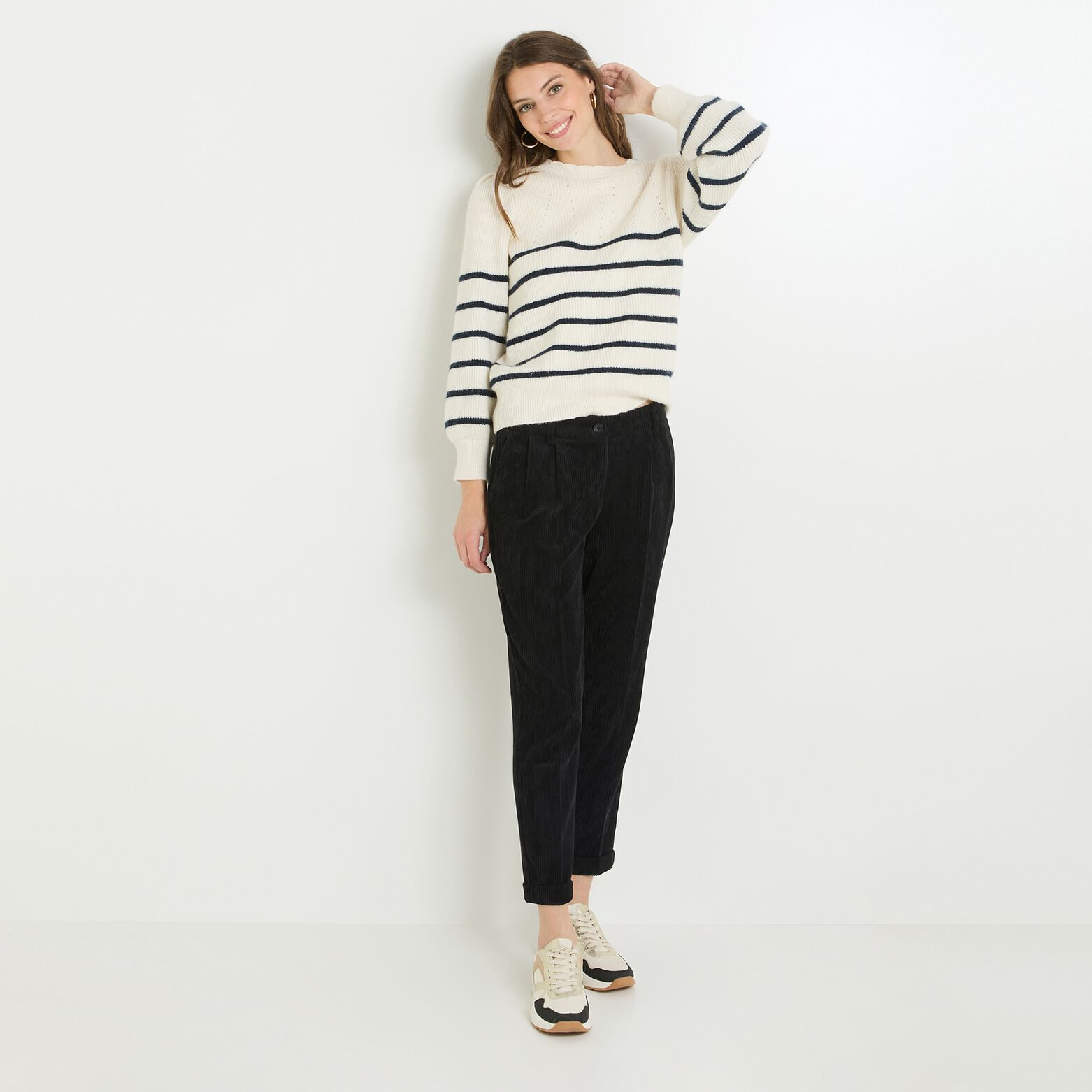 Pantalon velours à pinces femme