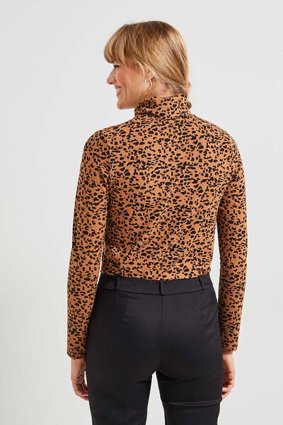 Tshirt col roulé imprimé femme