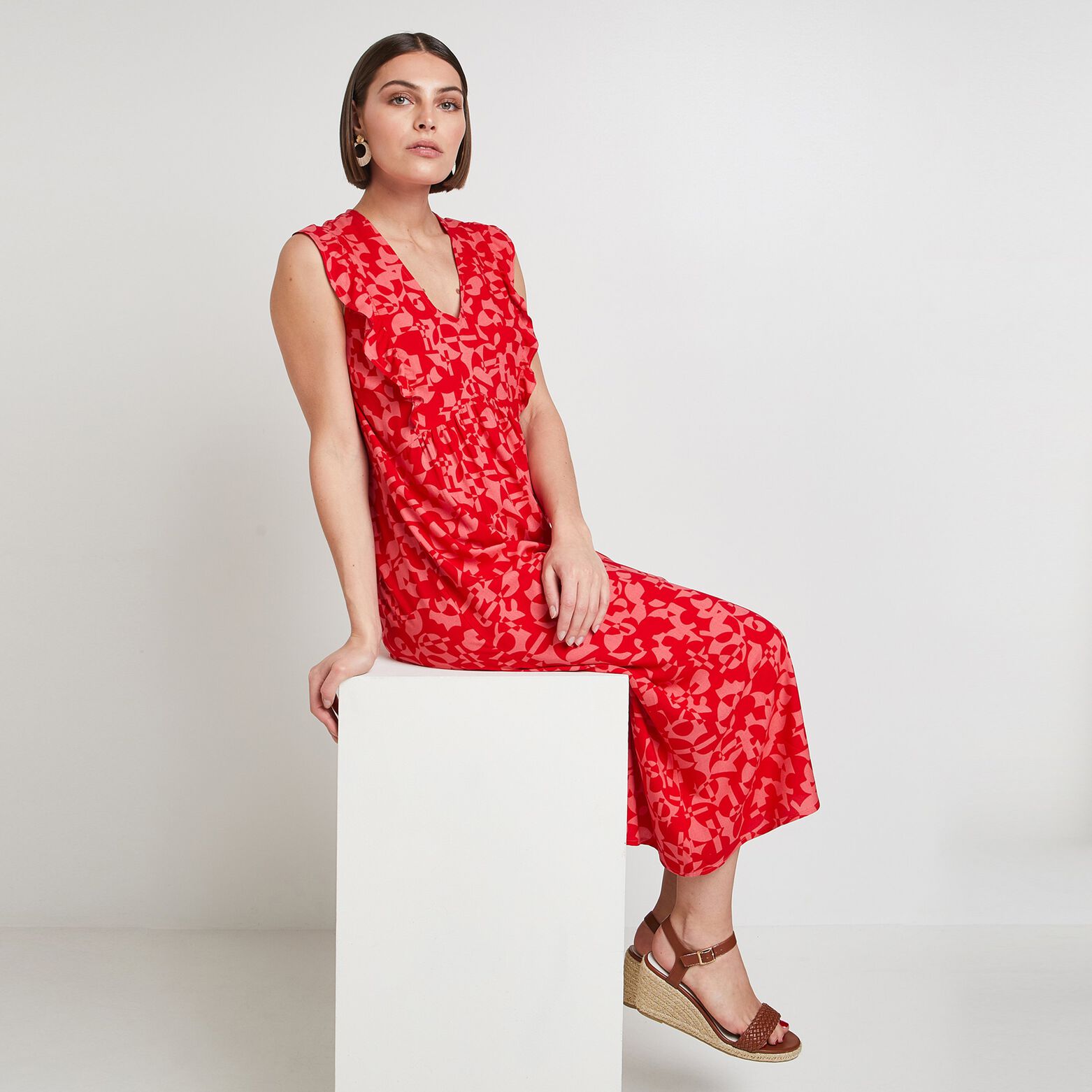 Robe longue imprimée femme