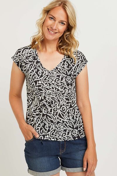 T-shirt col V imprimé femme