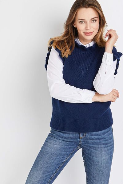 Pull volanté sans manches femme