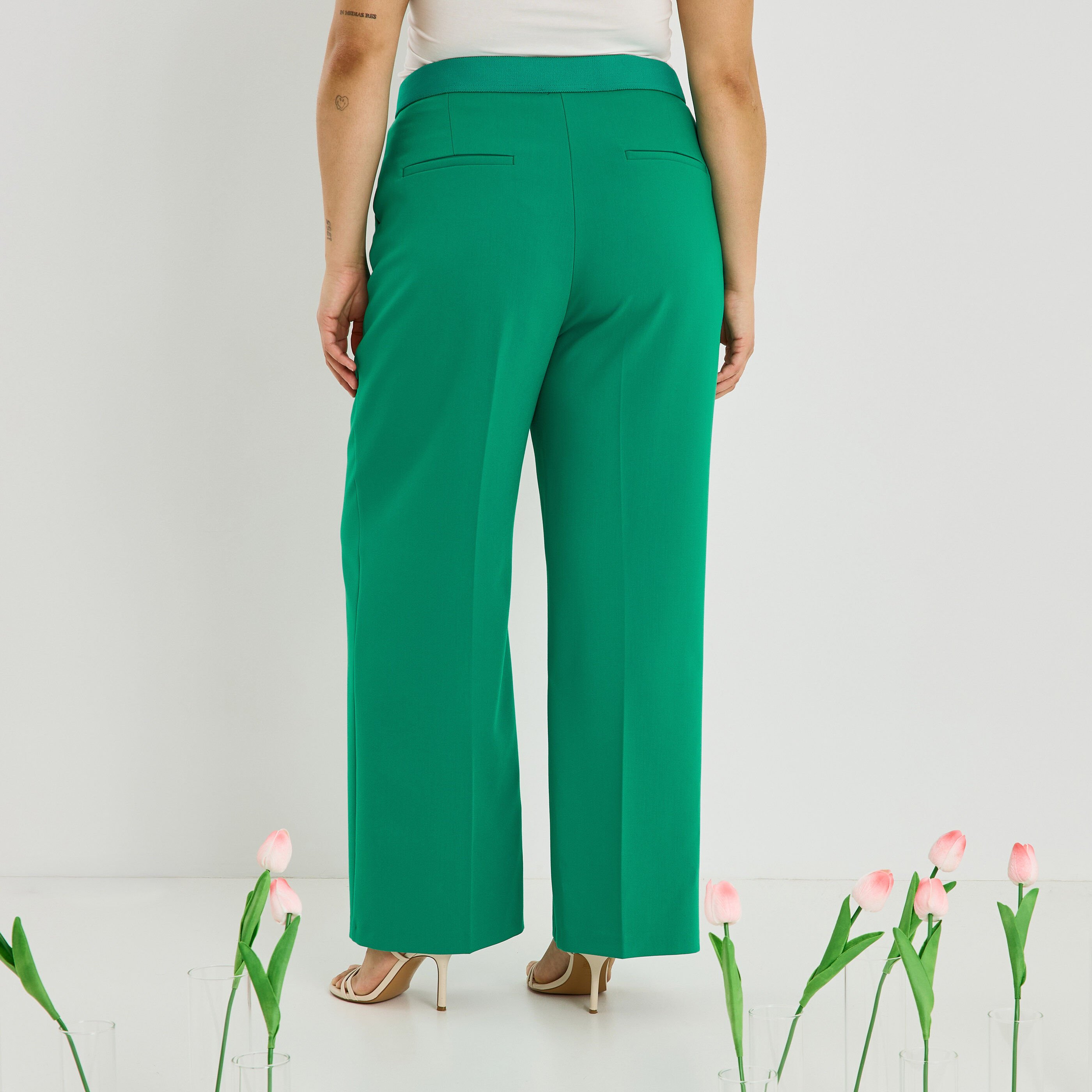 Pantalon large taille &eacute;lastiqu&eacute;e femme
