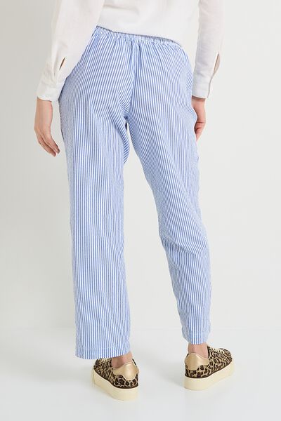 Pantalon rayé en seersucker femme
