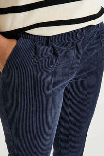 Pantalon en velours à revers femme