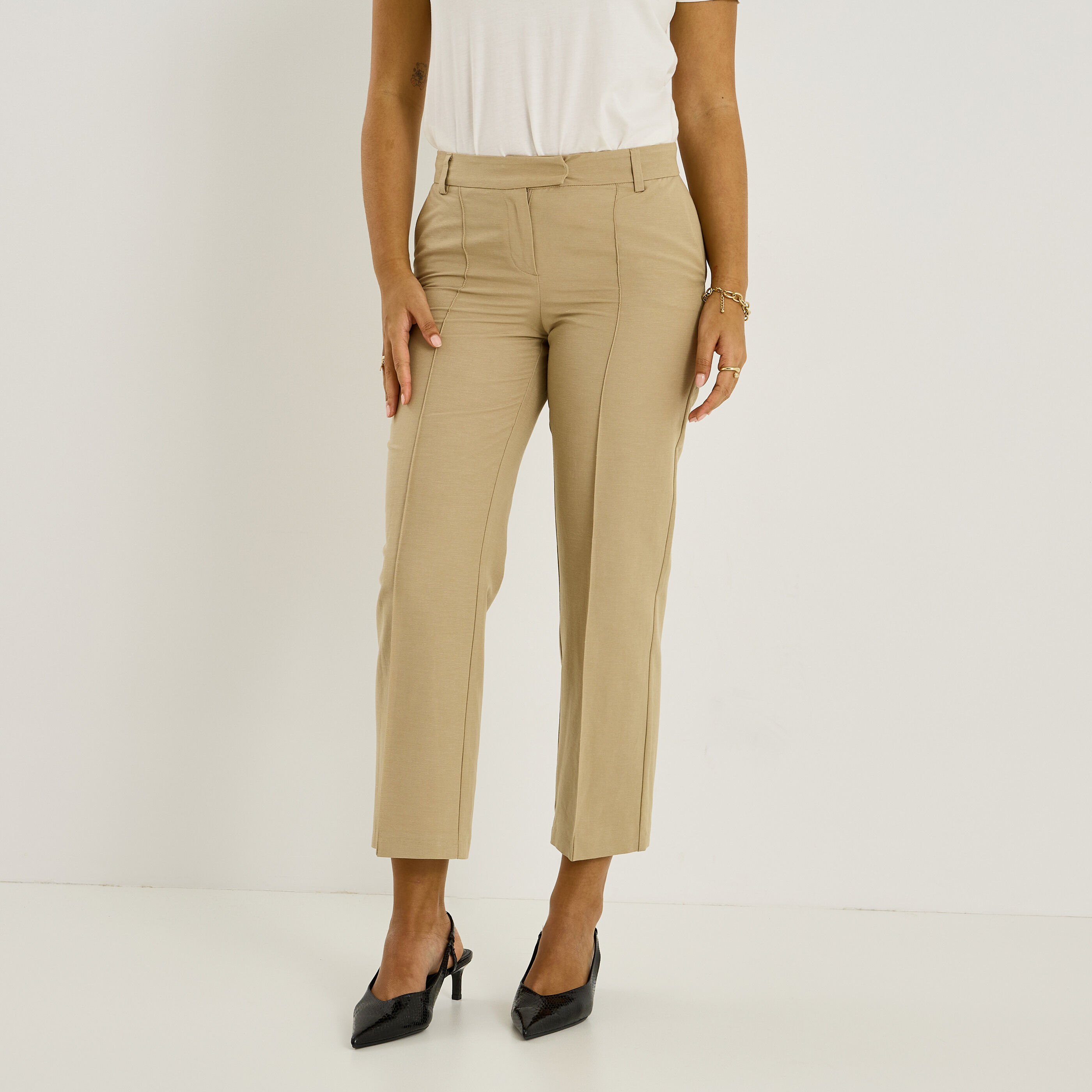 Pantalon tailleur &agrave; plis femme