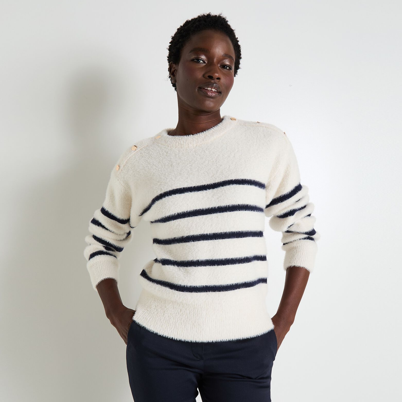 Pull col rond femme